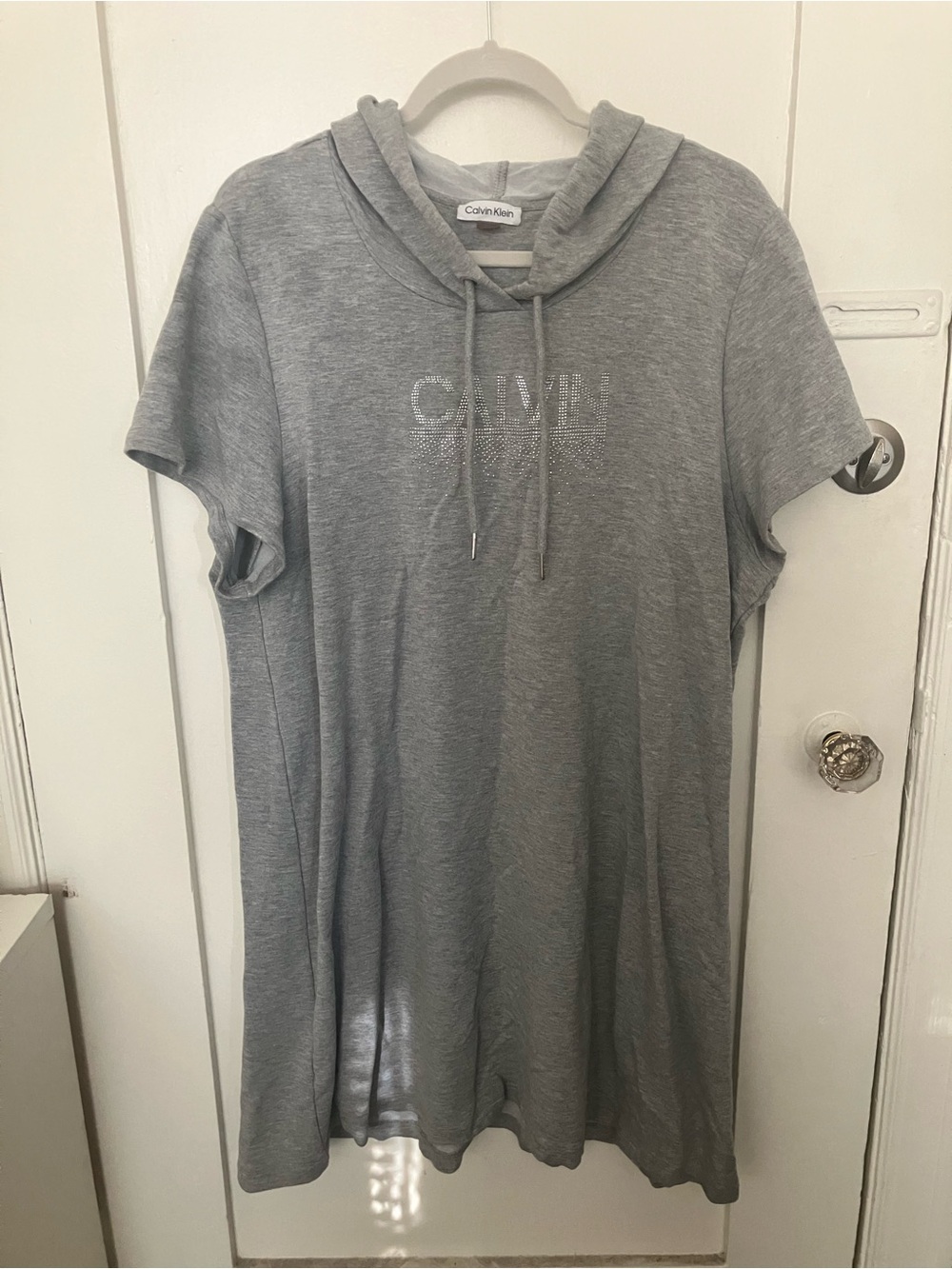 Calvin Klein Gray Casual Dress, Hoodie Short-Sleeve Dress, size 2X
